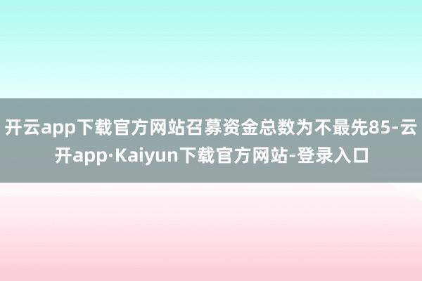 开云app下载官方网站召募资金总数为不最先85-云开app·Kaiyun下载官方网站-登录入口